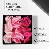 Pink Shades of 3 Regular Mulberry Silk Scrunchies | 100% Silk - NOCHKA