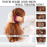 Pink Shades of 3 Skinny Mulberry Silk Scrunchies | 100% Silk - NOCHKA
