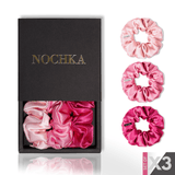 Pink Shades of 3 Skinny Mulberry Silk Scrunchies | 100% Silk - NOCHKA