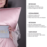 Pink Striped 100% Pure Mulberry Silk Pillowcase - Envelope - NOCHKA