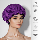 Purple & Black Pure Mulberry Silk Bonnet – Reversible & Durable - NOCHKA