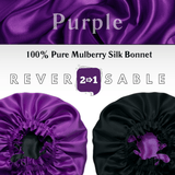 Purple & Black Pure Mulberry Silk Bonnet – Reversible & Durable - NOCHKA