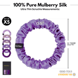Purple Shades Ultra - Skinny Silk Scrunchies (Set of 5) - NOCHKA