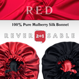 Red & Black Pure Mulberry Silk Bonnet – Reversible & Durable - NOCHKA