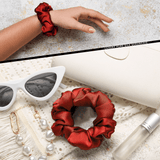 Red Skinny Scrunchie – 100% Pure Mulberry Silk, Perfect for All Hair Types - NOCHKA