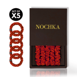 Red Ultra - Skinny Silk Scrunchies (Set of 5) - NOCHKA