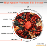 Rusty Rose Print Pure Mulberry Silk Bonnet – Reversible & Durable - NOCHKA