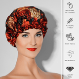 Rusty Rose Print Pure Mulberry Silk Bonnet – Reversible & Durable - NOCHKA