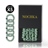 Seagrass Ultra - Skinny Silk Scrunchies (Set of 5) - NOCHKA