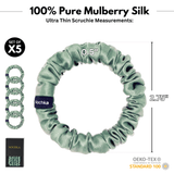 Seagrass Ultra - Skinny Silk Scrunchies (Set of 5) - NOCHKA