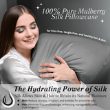 Silver 100% Pure Mulberry Silk Pillowcase - Envelope - NOCHKA