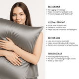 Silver 100% Pure Mulberry Silk Pillowcase - Envelope - NOCHKA