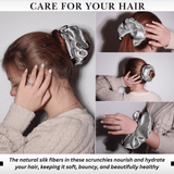Silver Jumbo Scrunchie – 100% Pure Mulberry Silk, Perfect for All Hair Types - NOCHKA
