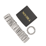 Silver Mulberry Silk Headband with Ultra Thin Scrunchie - NOCHKA