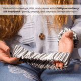 Silver Mulberry Silk Headband with Ultra Thin Scrunchie - NOCHKA