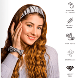 Silver Mulberry Silk Headband with Ultra Thin Scrunchie - NOCHKA