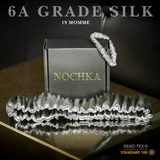 Silver Mulberry Silk Headband with Ultra Thin Scrunchie - NOCHKA