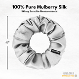 Silver Skinny Scrunchie – 100% Pure Mulberry Silk, Perfect for All Hair Types - NOCHKA