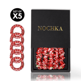 Strawberry Print Ultra - Skinny Silk Scrunchies (Set of 5) - NOCHKA