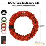 Strawberry Shade Ultra - Skinny Silk Scrunchies (Set of 5) - NOCHKA