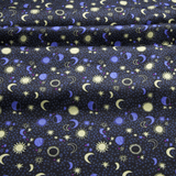 Sun & Moon Print 100% Pure Mulberry Silk Fabric 19mm 54" Width Pre - Cut Silk Fabric - NOCHKA
