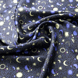 Sun & Moon Print 100% Pure Mulberry Silk Fabric 19mm 54" Width Pre - Cut Silk Fabric - NOCHKA