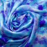 Tie Dye in Blue Print 100% Pure Mulberry Silk Fabric 19mm 54" Width Pre - Cut Silk Fabric - NOCHKA