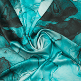 Turquoise Tie - Dye Print 100% Pure Mulberry Silk Fabric 19mm 54" Width Pre - Cut Silk Fabric - NOCHKA