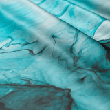 Turquoise Tie - Dye Print 100% Pure Mulberry Silk Fabric 19mm 54" Width Pre - Cut Silk Fabric - NOCHKA