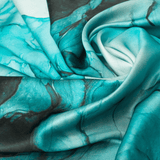 Turquoise Tie - Dye Print 100% Pure Mulberry Silk Fabric 19mm 54" Width Pre - Cut Silk Fabric - NOCHKA