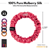 Vibrant Colors Ultra - Skinny Silk Scrunchies (Set of 5) - NOCHKA