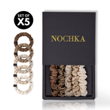 Wheat Shades Ultra - Skinny Silk Scrunchies (Set of 5) - NOCHKA