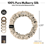 Wheat Shades Ultra - Skinny Silk Scrunchies (Set of 5) - NOCHKA