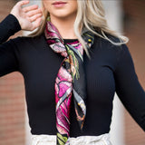 Wild Rose Mulbery Silk Square Scarf - NOCHKA