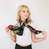 Wild Rose Mulbery Silk Square Scarf - NOCHKA