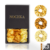 Yellow Shades of 3 Skinny Mulberry Silk Scrunchies | 100% Silk - NOCHKA