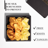 Yellow Shades of 3 Skinny Mulberry Silk Scrunchies | 100% Silk - NOCHKA