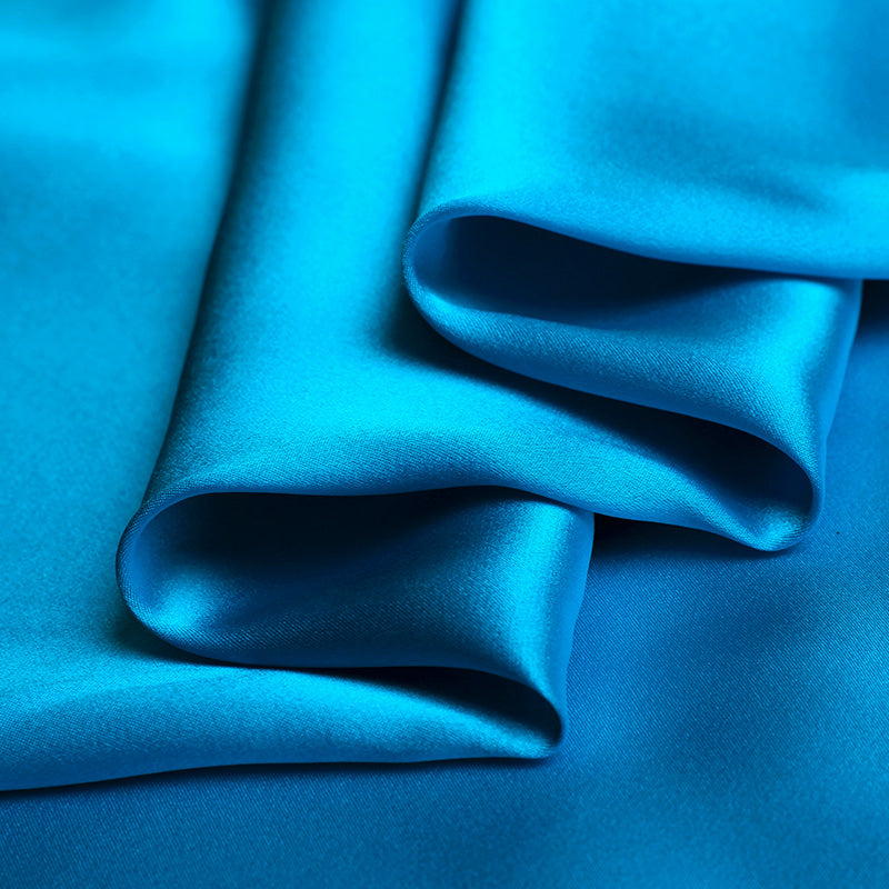 Cyan Blue 100% Pure Mulberry Silk Fabric 19mm 44" Width Pre-Cut Silk Fabric
