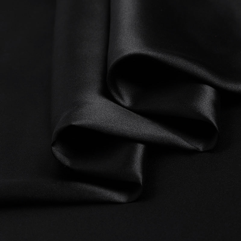 Black 100% Pure Mulberry Silk Fabric 19mm 44" Width Pre-Cut Silk Fabric
