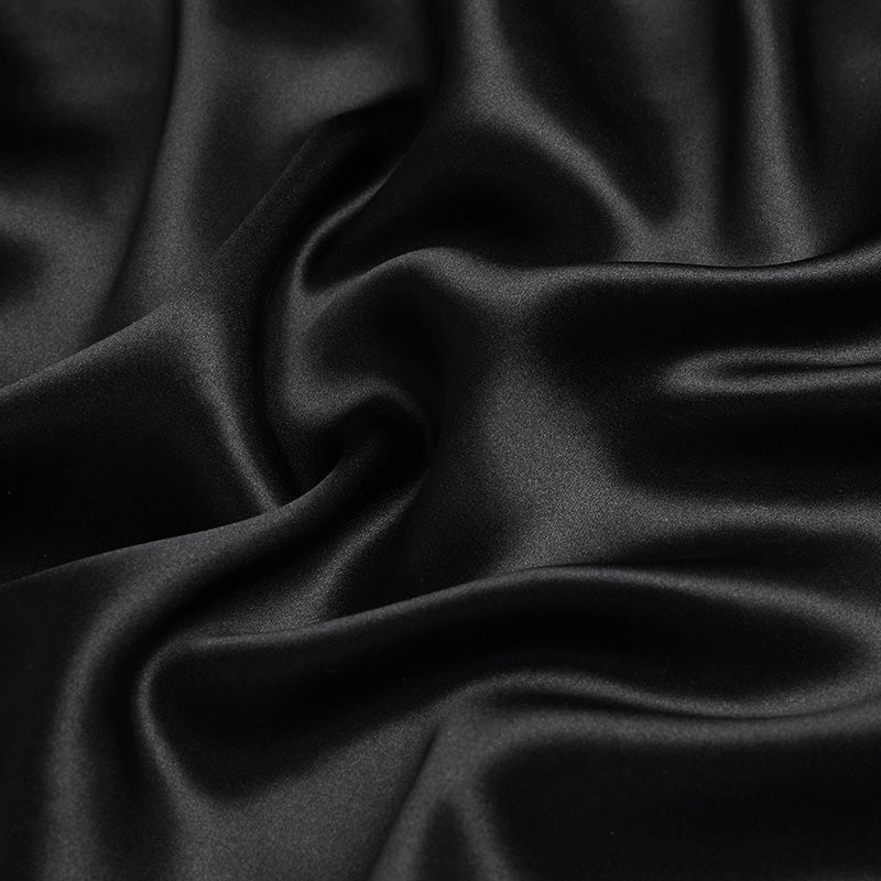 Black 100% Pure Mulberry Silk Fabric 19mm 44" Width Pre-Cut Silk Fabric
