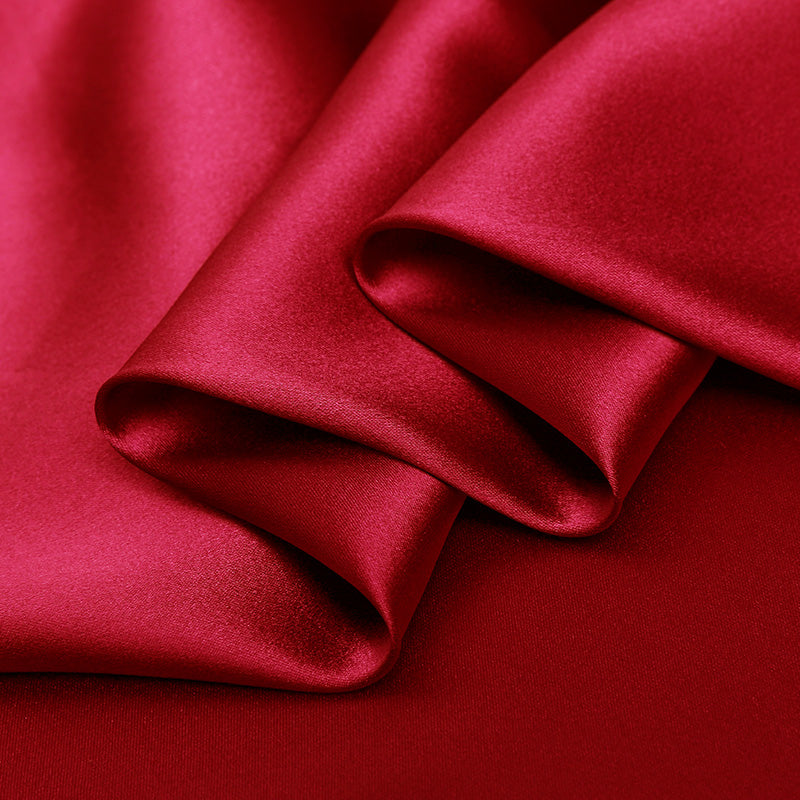 Crimson Red 100% Pure Mulberry Silk Fabric 19mm 44" Width Pre-Cut Silk Fabric
