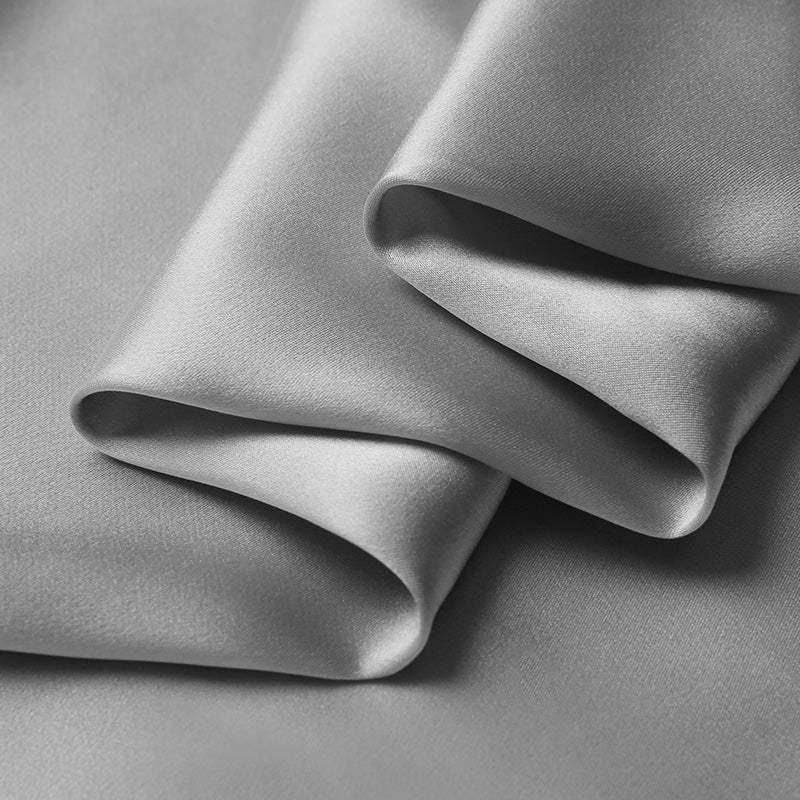 Silver 100% Pure Mulberry Silk Fabric 19mm 44" Width Pre-Cut Silk Fabric
