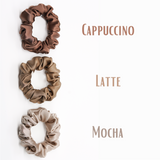 Cappuccino Latte Mocha Set of Skinny Scrunchies
