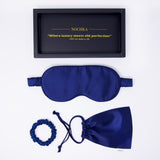 Navy Blue Pure Silk Sleep Mask Set
