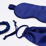 Navy Blue Pure Silk Sleep Mask Set
