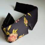 100% Mulberry Silk Eye Mask – Reversible Wild Rose Print & Black – VELCRO, 6A Grade Silk, Handmade Luxury Sleep Aid - NOCHKA
