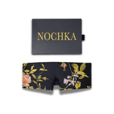 100% Mulberry Silk Eye Mask – Reversible Wild Rose Print & Black – VELCRO, 6A Grade Silk, Handmade Luxury Sleep Aid - NOCHKA
