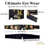 100% Mulberry Silk Eye Mask – Reversible Wild Rose Print & Black – VELCRO, 6A Grade Silk, Handmade Luxury Sleep Aid - NOCHKA
