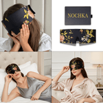 100% Mulberry Silk Eye Mask – Reversible Wild Rose Print & Black – VELCRO, 6A Grade Silk, Handmade Luxury Sleep Aid - NOCHKA
