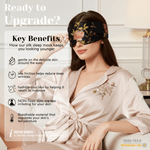 100% Mulberry Silk Eye Mask – Reversible Wild Rose Print & Black – VELCRO, 6A Grade Silk, Handmade Luxury Sleep Aid - NOCHKA
